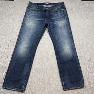 7 For All Mankind Jeans Mens Sz 33x29 Slimmy Dark Wash Blue Denim Pants